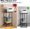 Black Modern 3-Tier Rolling Printer Stand with Wheels & Storage - Adjustable Feet, Large Desktop for Printers, Scanners, Office Supplies (23.6"W/60cm x 15.7"D/40cm x 31.5"H/80cm)